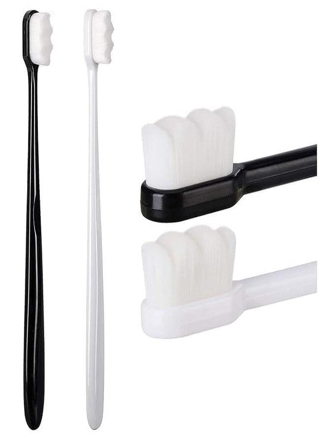 Bitrexup Adult Extra Soft Toothbrush with 20000 Soft Bristles,Micro Nano Manual Toothbrushes for Protect Sensitive Gums, Black/White (Pack of 2) - Image 1